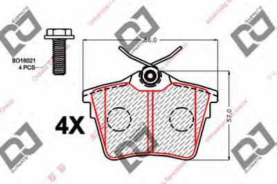 DJ PARTS bp2124 -  Комплект тормозных колодок, дисковый тормоз